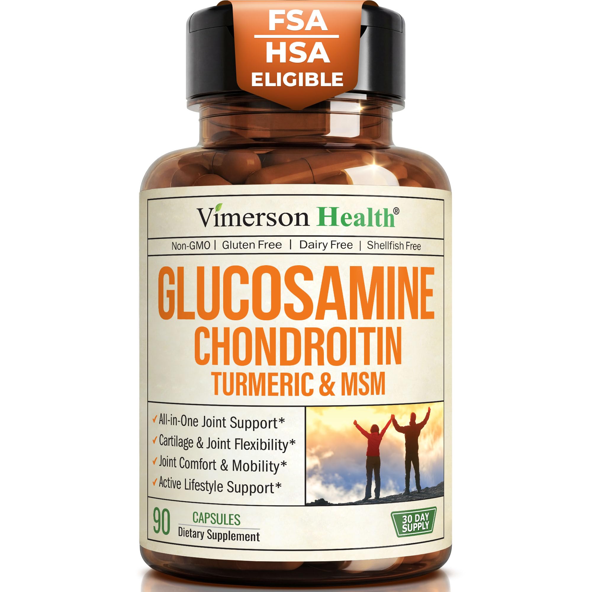 Glucosamine Chondroitin MSM – Joint Support Supplement for Women and Men with Glucosamine Sulfate 1500 mg, Chondroitin and MSM – for Cartilage, Joint Health and Flexibility – 90 Capsules Vimerson Health Au supplements