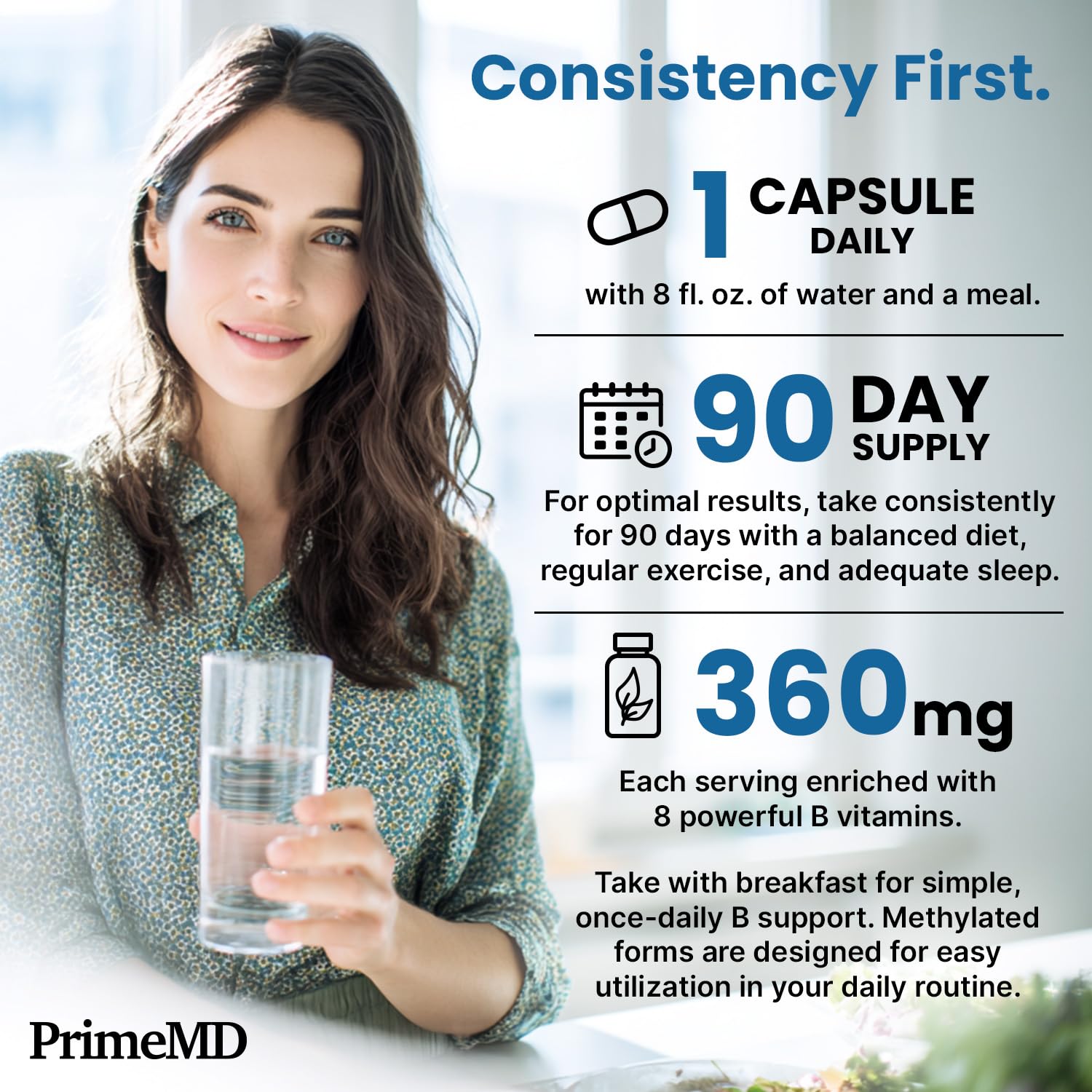 Methylated B Complex with Methylfolate and B12 Methylcobalamin 1000 mcg - Methylated Multivitamin for Energy, Brain Function, and Wellness - Vitamin B Complex for Men & Women (90 Servings) (Pack of 1) PrimeMD Au supplements