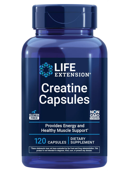 Life Extension Creatine Capsules – Creatine Monohydrate – Promotes Strength, Lean Muscle, Healthy Endurance – Non-GMO, Gluten-Free – 120 Capsules Life ExtensionBuy Supplements Australia