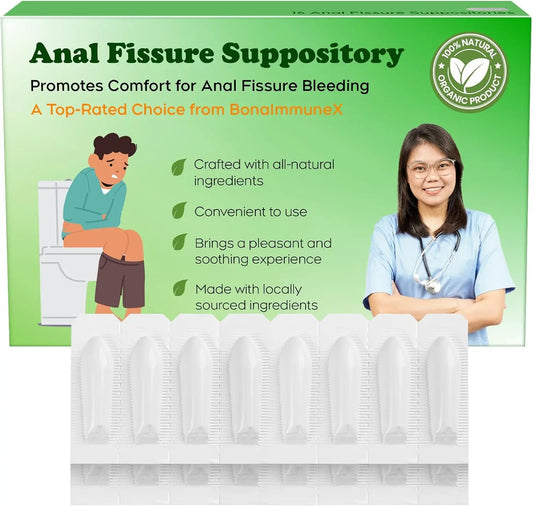 Peralpow Anal Fissure Suppositories | Expert-Formulation for Rectal Bleeding Associated with Hemorrhoids, Anus Fissures, Diarrhea & Constipation | Curcuminoids & Turmeric Extract | 16 Inserts PeralpowAu supplements