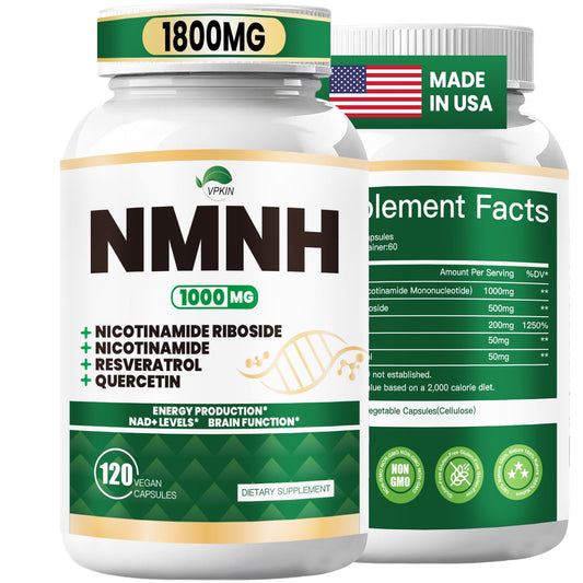 NMNH(Dihydronicotinamide Mononucleotide),NMNH Supplement 1000mg Pure Nicotinamide Mononucleotide,NAD High Purity Supplement Alternative,for Energy,Focus,Non-GMO, Gluten Free,120 Capsules VPKINBuy Supplements Australia
