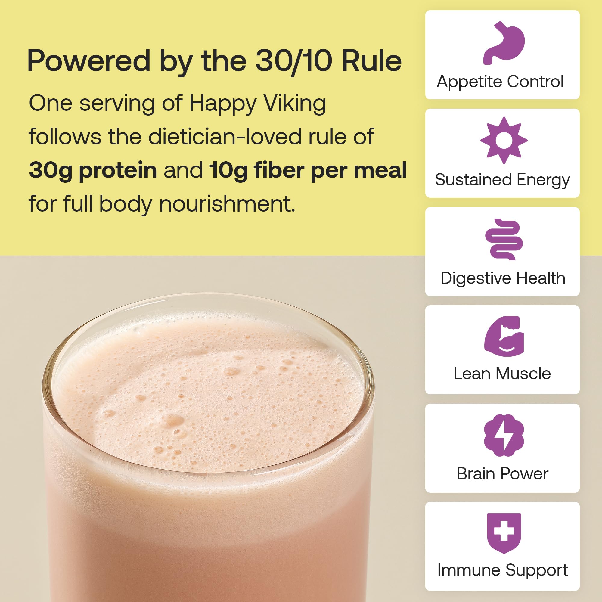 Happy Viking Plant-Based Protein Powder +100 Superfoods Chocolate Meal Replacement Shake, Created by Venus Williams, 30g Plant Protein, 10g Fiber, Vegan, Gluten-Free, Non-GMO,15 Meals