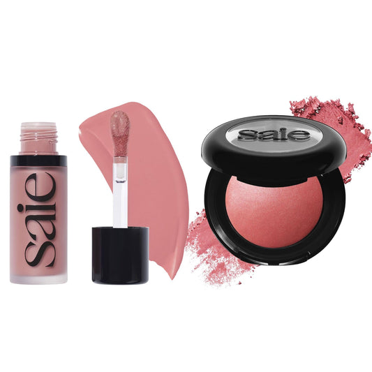 Saie Cheek Flush Duo - Dew Liquid Blush (.40 oz, Lady), SuperSuede Baked Powder Blush (.01 oz, Mia) - Layerable, Skin-Nourishing Blushes for a Seamless Radiant Finish SaieAu supplements