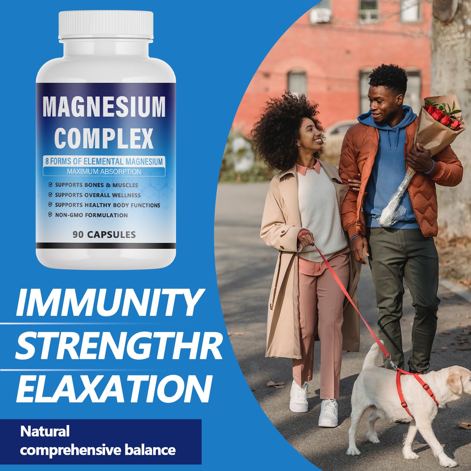 Magnesium Complex Supplement - 8 Elemental Magnesium 1000mg - Glycinate, Citrate, Malate, Taurate Chelated | Easy Absorption, Energy Support | Vegan Non-GMO, 90 Capsules (1pc) KFUKFU Au supplements