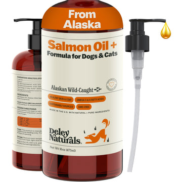 Deley Naturals Wild Alaskan Salmon Oil for Dogs & Cats - New and Improved Salmon Oil Plus Formula - Fish Oil for Dogs with Omega 3, DHA and EPA - Omega 3 for Healthy Skin and Coat - 16oz Made in USA Deley Naturals Au supplements