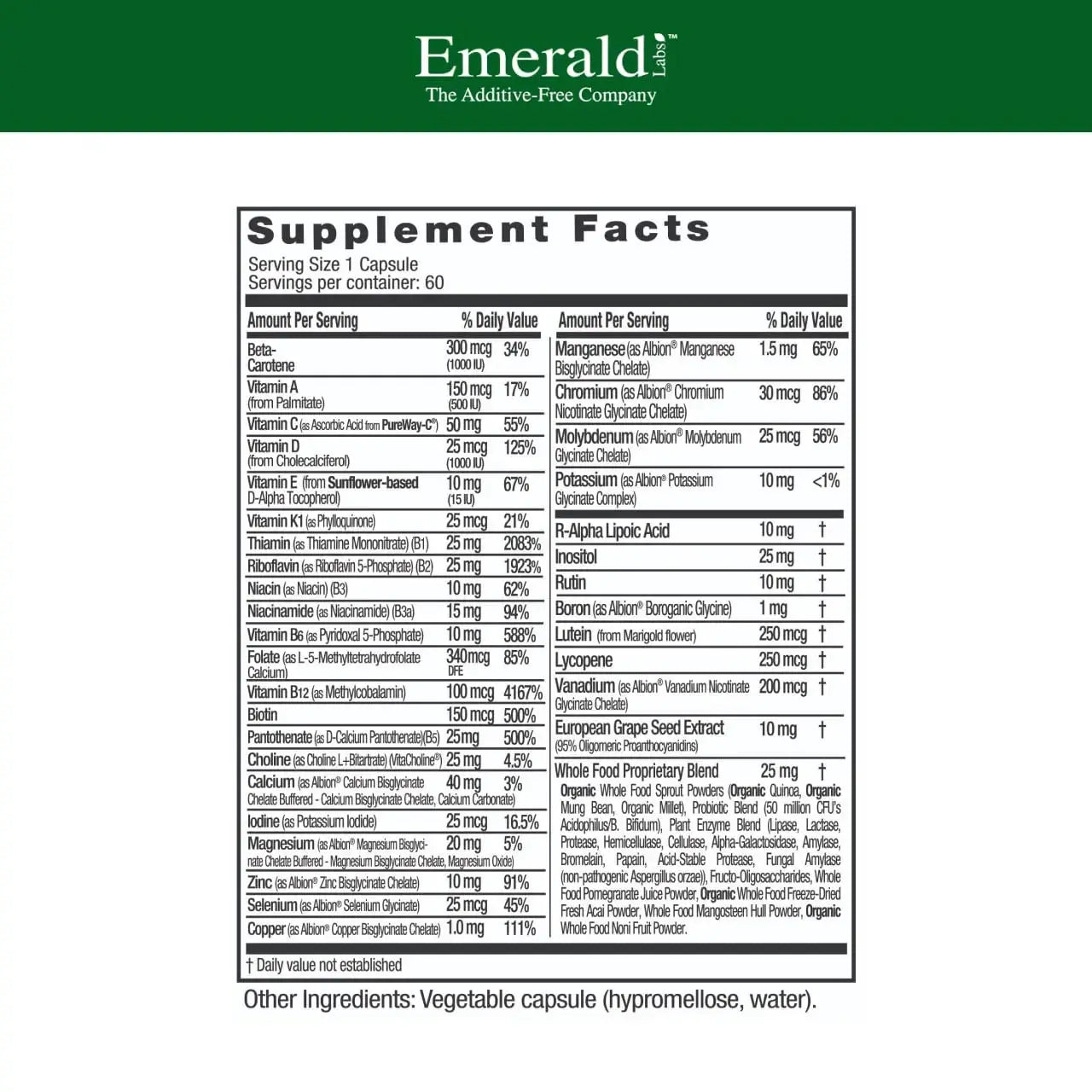 EMERALD LABS Complete 1-Daily Multi - Complete Multivitamin for Men & Women with Vitamin C, Methylated Folate, Whole-Food Blend & More EMERALD LABS Au supplements
