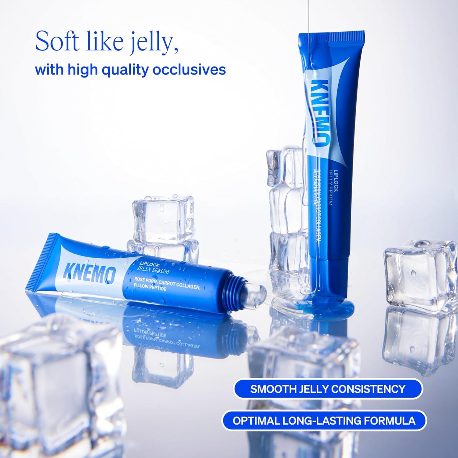 KNEMO LipLock Jelly Serum for Dry Lips, Long-Lasting, Hydrating, Plumping, Glossy Mask with Rose PDRN, Carrot Collagen, Pillow Peptide, Moisturizing Tinted Lip Balm. (Crystal Clear) KNEMO Au supplements