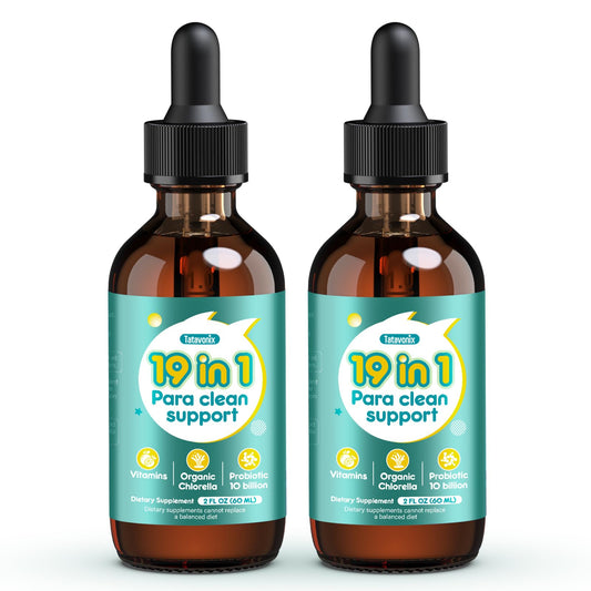 Tatavonix 19 in 1 Herbal Gut Cleanse Drops – Wormwood, Black Walnut, Chlorella 250mg, 10B Probiotics, Clove & Oregano – Liquid Detox Support for Adults & Kids, Alcohol-Free, 4oz TatavonixAu supplements