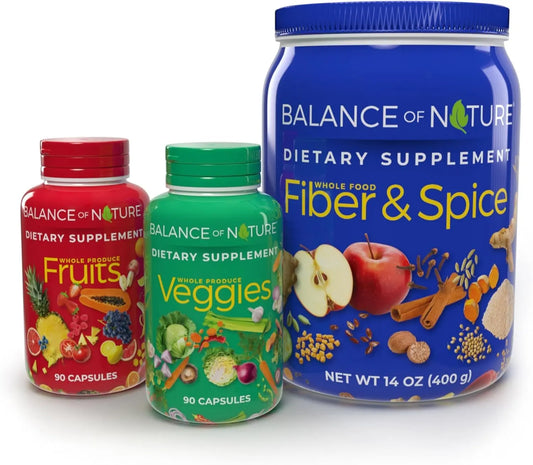 Balance of Nature Whole Health System - Whole Food Fruits & Veggies and Fiber & Spice Supplements - 30 Servings Each Balance of NatureAU supplements