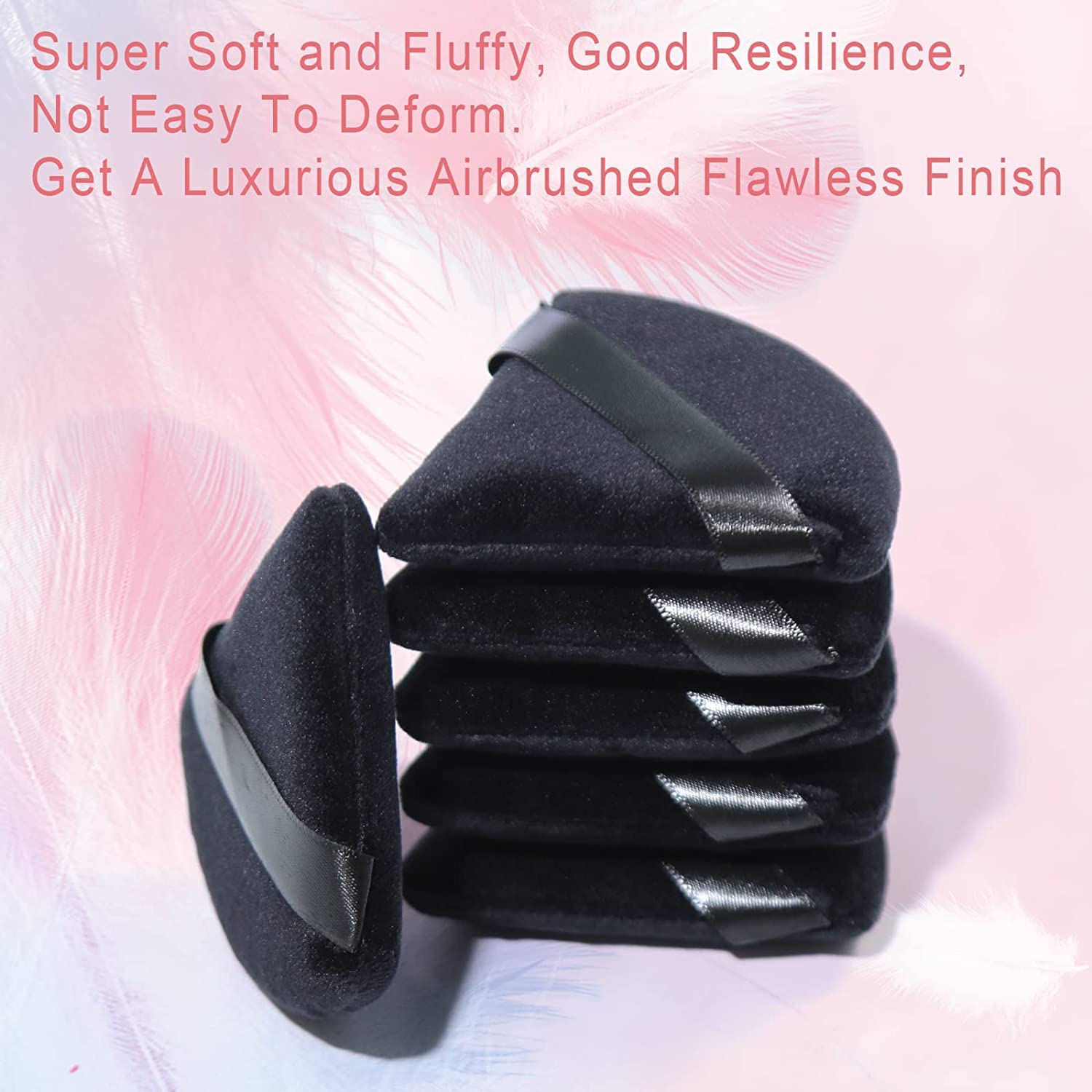 2 Pcs EVAOUXIU Triangle Powder Puff for Face Powder, Soft Plush Setting Makeup Puff, Velour Cosmetic Foundation Blender Sponge Beauty Makeup Tools (Black) EVAOUXIU Au supplements
