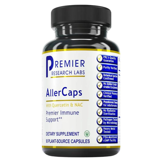 Premier Research Labs AllerCaps - A Lung Health Supplement with NAC/N-Acetyl Cysteine, Featuring Bromelain, Reishi Mushroom & Quertecin, Immune Support Formula - 60 Vegetarian Capsules Premier Research LabsAU supplements