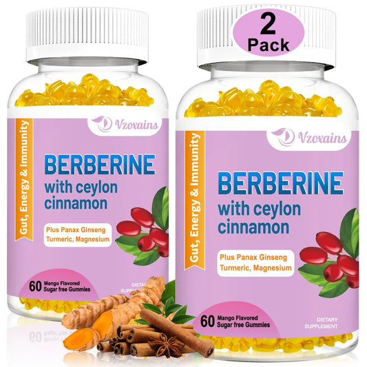 2 Pack Berberine with Ceylon Cinnamon Gummies, 2000mg High Potency Berberine HCI VZOXAINSAU supplements