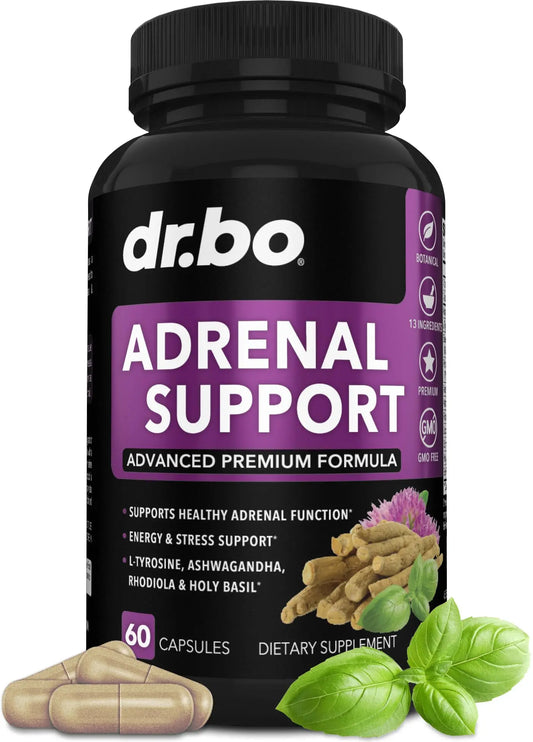 Adrenal Support Cortisol Manager Supplement - Adrenal Fatigue Supplements for Women & Men with Natural Adaptogen Ashwagandha Holy Basil Rhodiola L Tyrosine Complex Fatigue Cortisol Health - 60 Pills DR. BOAU supplements