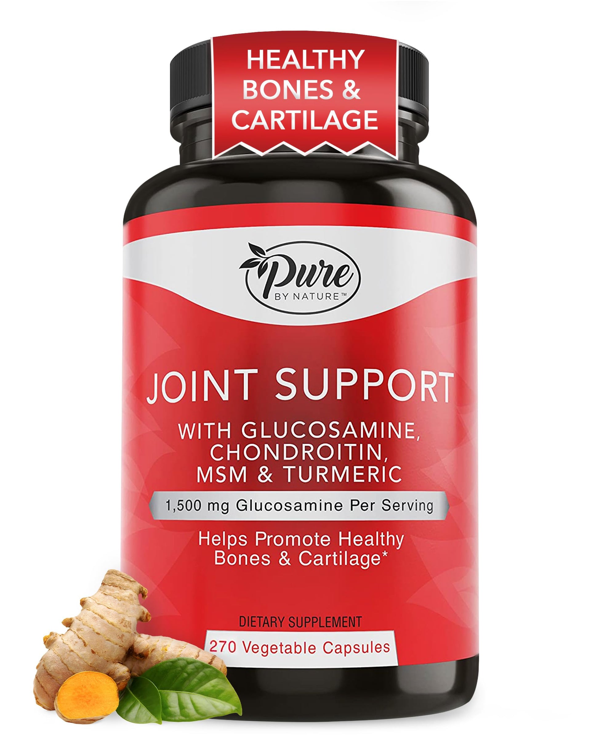 Pure By Nature Joint Support, Glucosamine with Chondroitin Turmeric MSM Boswellia Supplement, 270 Capsules Pure By Nature Au supplements