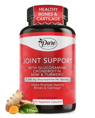 Pure By Nature Joint Support, Glucosamine with Chondroitin Turmeric MSM Boswellia Supplement, 270 Capsules Pure By Nature Au supplements