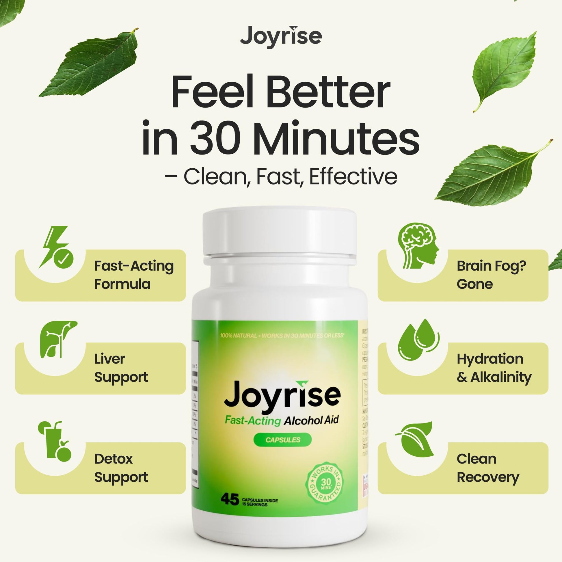Joyrise® After Drinking Aid – Fast Acting Capsules with DHM – Alcohol Metabolism Support, Liver Health, Rapid Bioavailability & Body Replenishment – 45 Capsules (15 Servings) Joyrise Au supplements