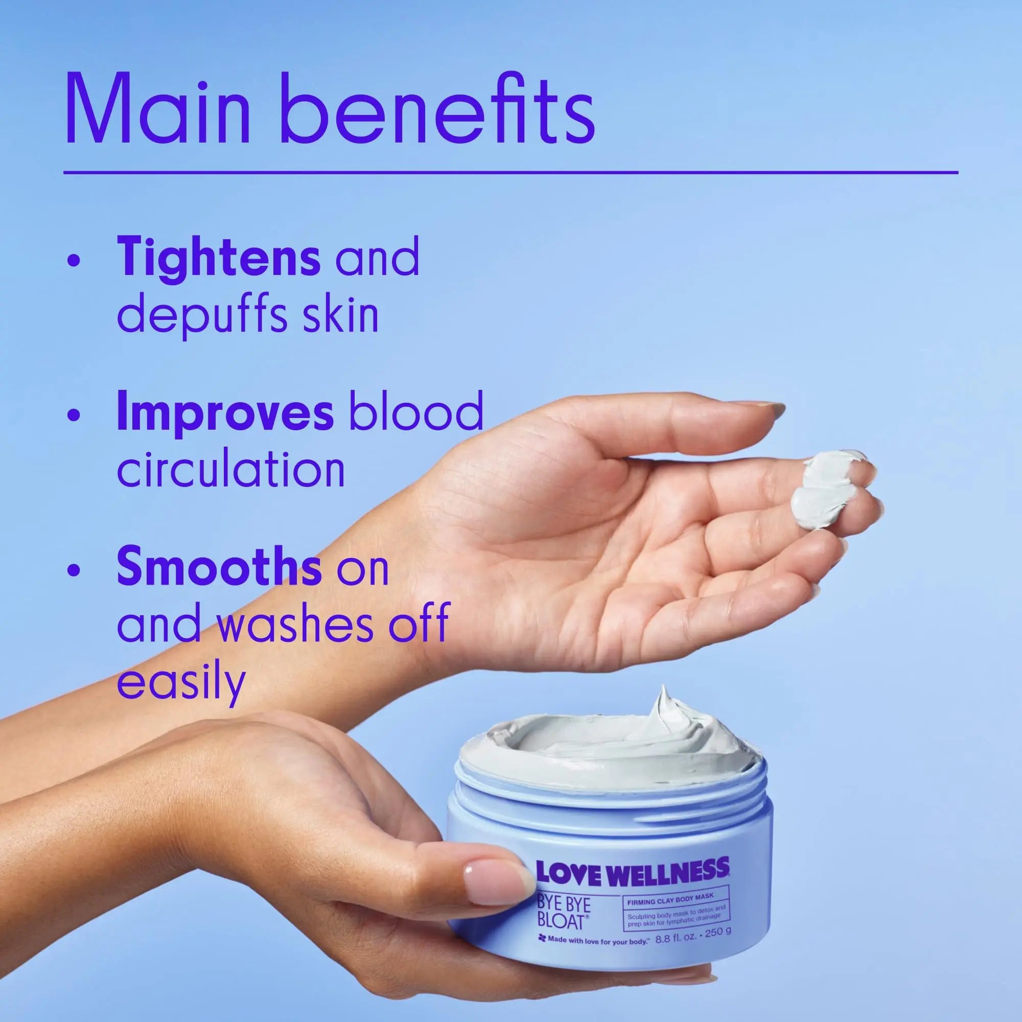 Love Wellness Bye Bye Bloat Firming Clay Body Mask | Lymphatic Drainage Body Mask for Women | Support Bloating Relief, Skin Hydration & Boost Circulation | Caffeine, Grapefruit & Peppermint Oil | 250g Love Wellness Au supplements