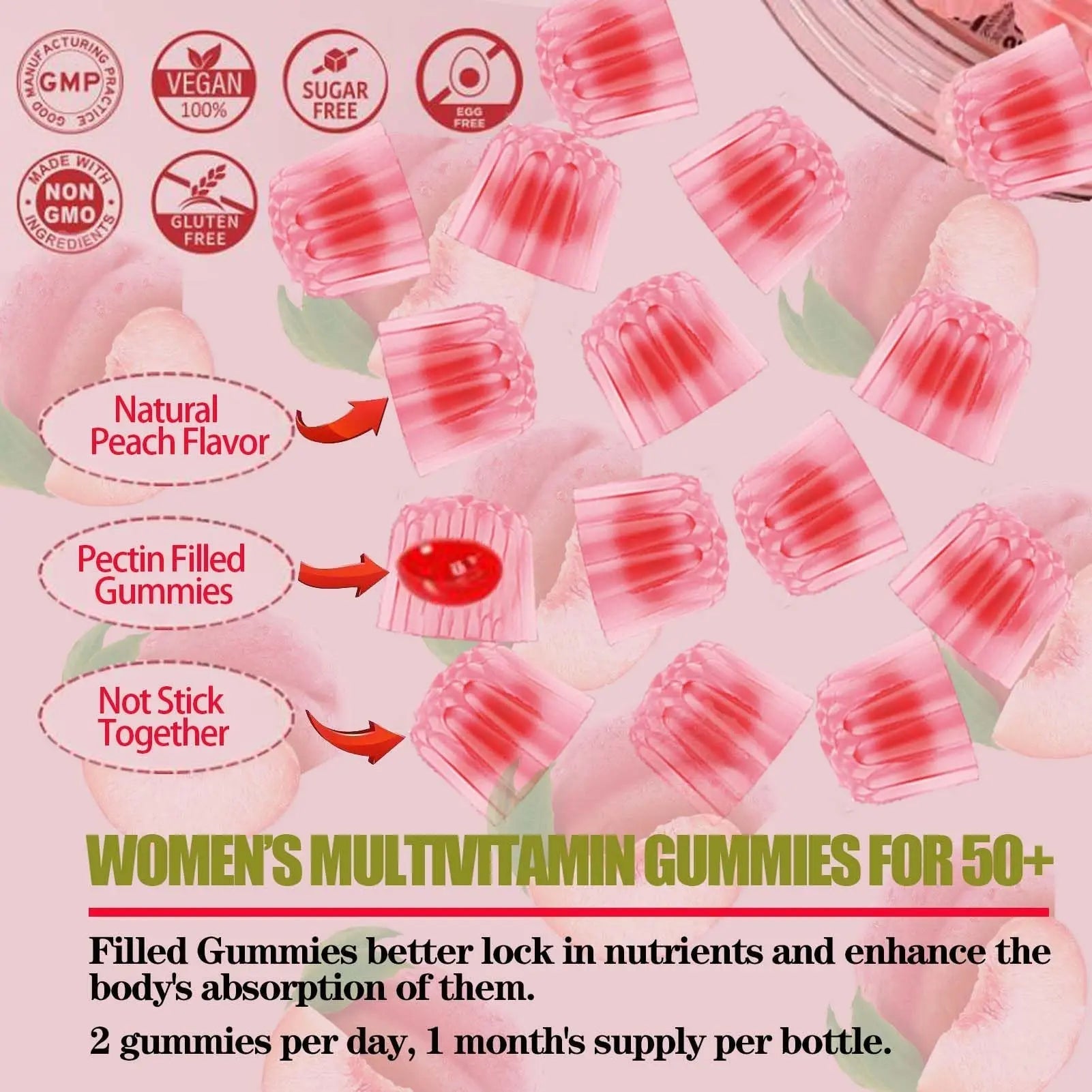 ZEGBALP Sugar-Free Womens Multivitamin 50 Plus Gummies with Calcium, Magnesium, Zinc, Vitamin A, C, D3, E, K2, B Complex, Folate, Biotin ZEGBALP Au supplements