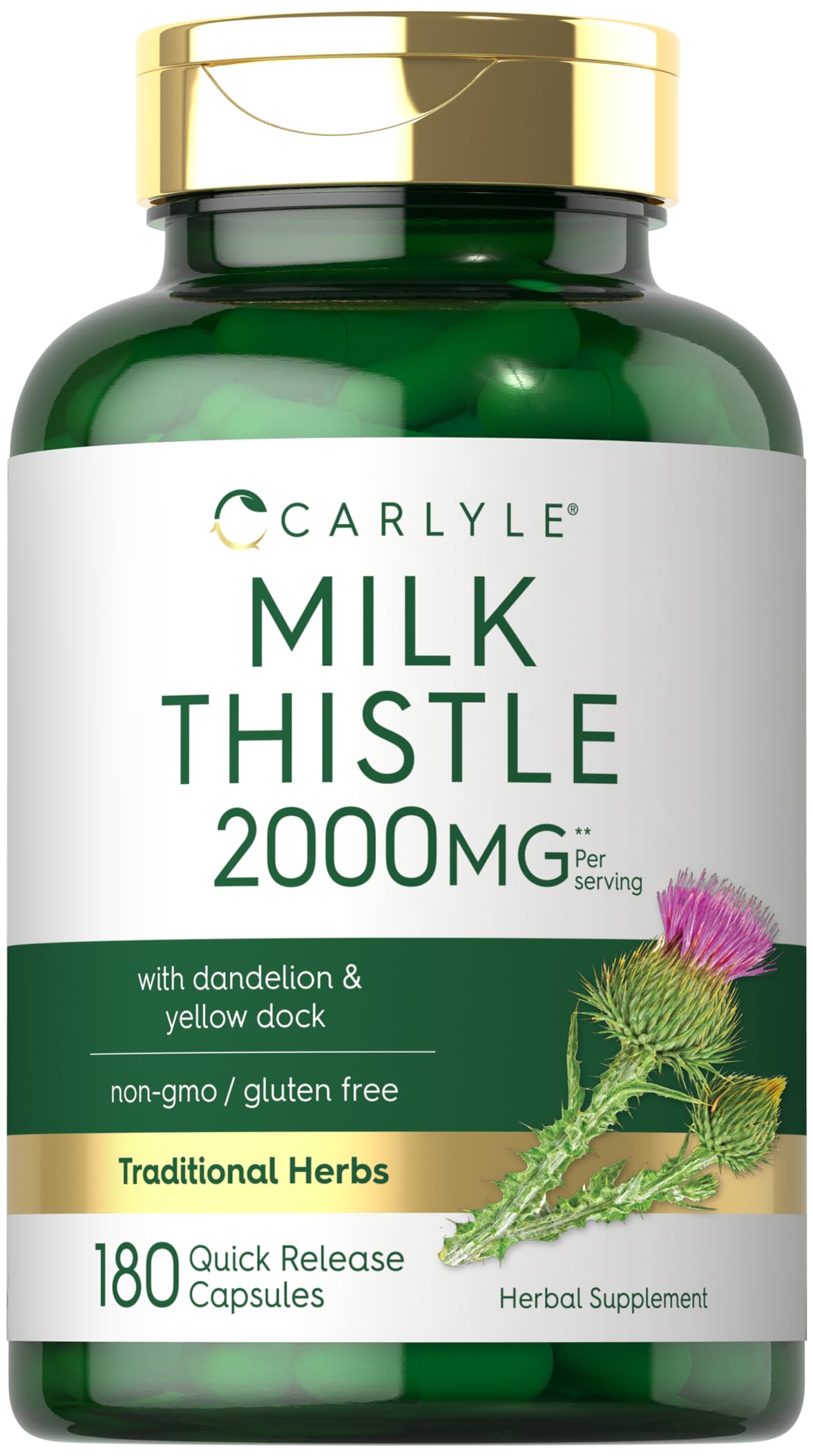 Carlyle Milk Thistle 2000mg | 180 Capsules | with Dandelion & Yellow Dock | Non-GMO Carlyle Au supplements