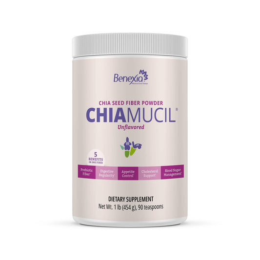 BENEXIA Chiamucil Prebiotic Chia Fiber Supplement Powder – for Appetite Control & Digestive Health – Chia Fiber & Chicory Root (Inulin) – Gluten & Sugar Free, Vegan BENEXIAUS supplements