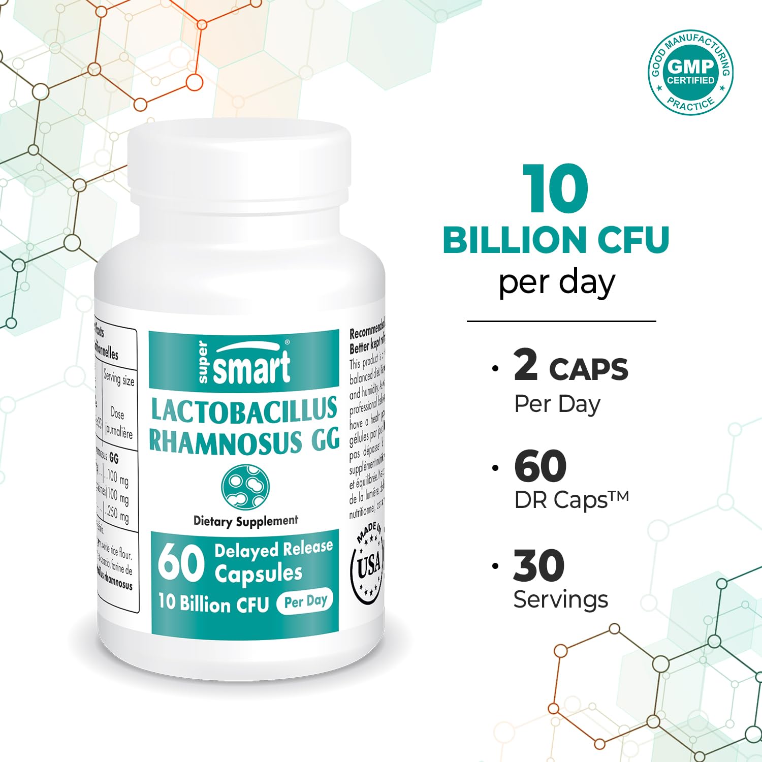 Supersmart - Lactobacillus Rhamnosus GG 10 Billion CFU per Day (LGG Probiotic Supersmart Au supplements
