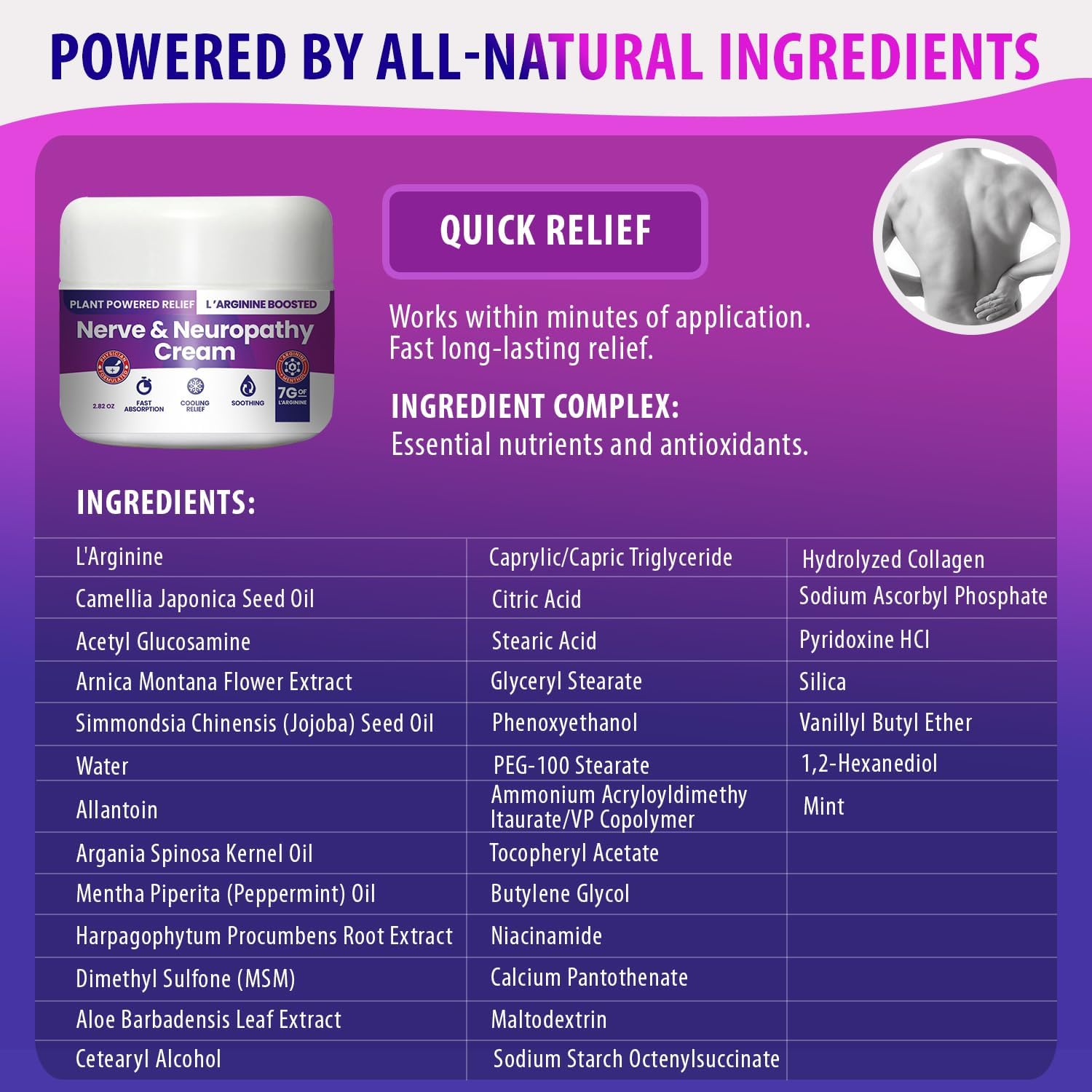 Nerve and Neuropathy Cream – Plant Powered Relief for Foot, Hands, Legs, Toes Includes 7grams of L’Arginine; Vitamin B6, Arnica, Aloe -2.82oz M PAIN MANAGEMENT TECHNOLOGIES Au supplements