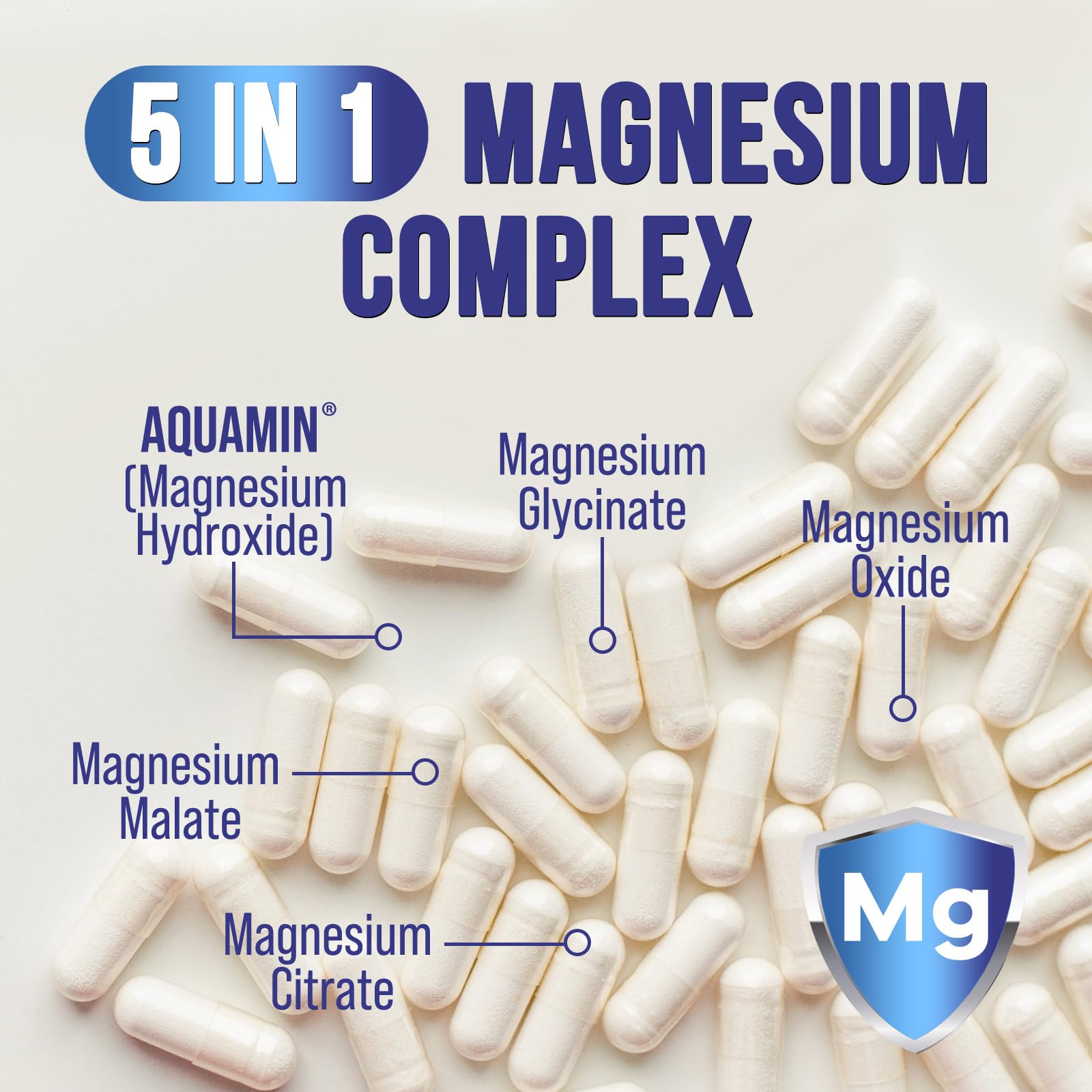 Magnesium Complex Capsules - 500mg per Serving Magnesium - High Absorption Chelated Mineral Supplement - with Oxide, Glycinate, Malate, Citrate for Muscle Bone and Heart Health Support - 120 Capsules Health Nutrition Naturals Au supplements
