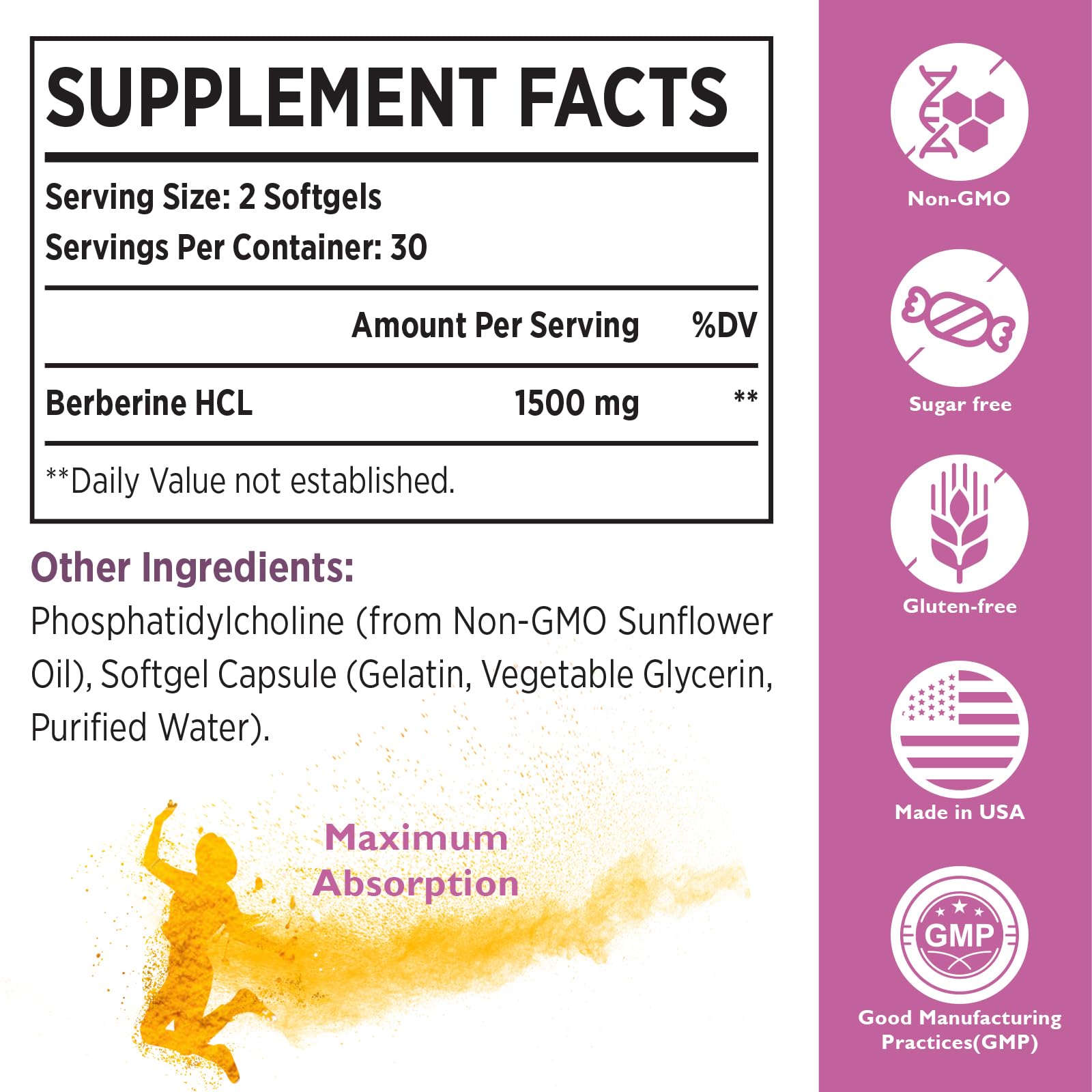 Liposomal Berberine Supplement 1500mg - High Bioavailability Berberine HCL Capsules KoNefancy Au supplements