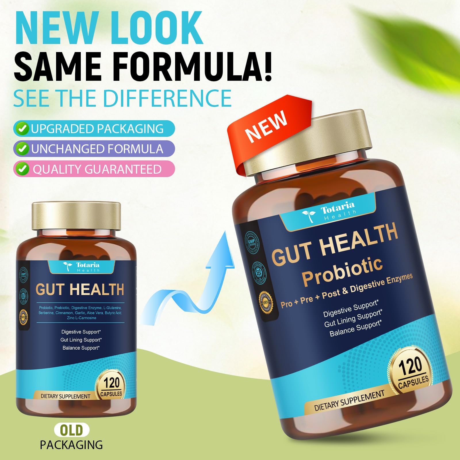 14-in-1 Gut Health with Probiotics, Prebiotics, Postbiotics & Digestive Enzymes for Women & Men, 60 Billion CFU Probiotics for Digestion, Strong Immunity, Skin, Complete Gut Health (120 Capsules) Totaria Au supplements