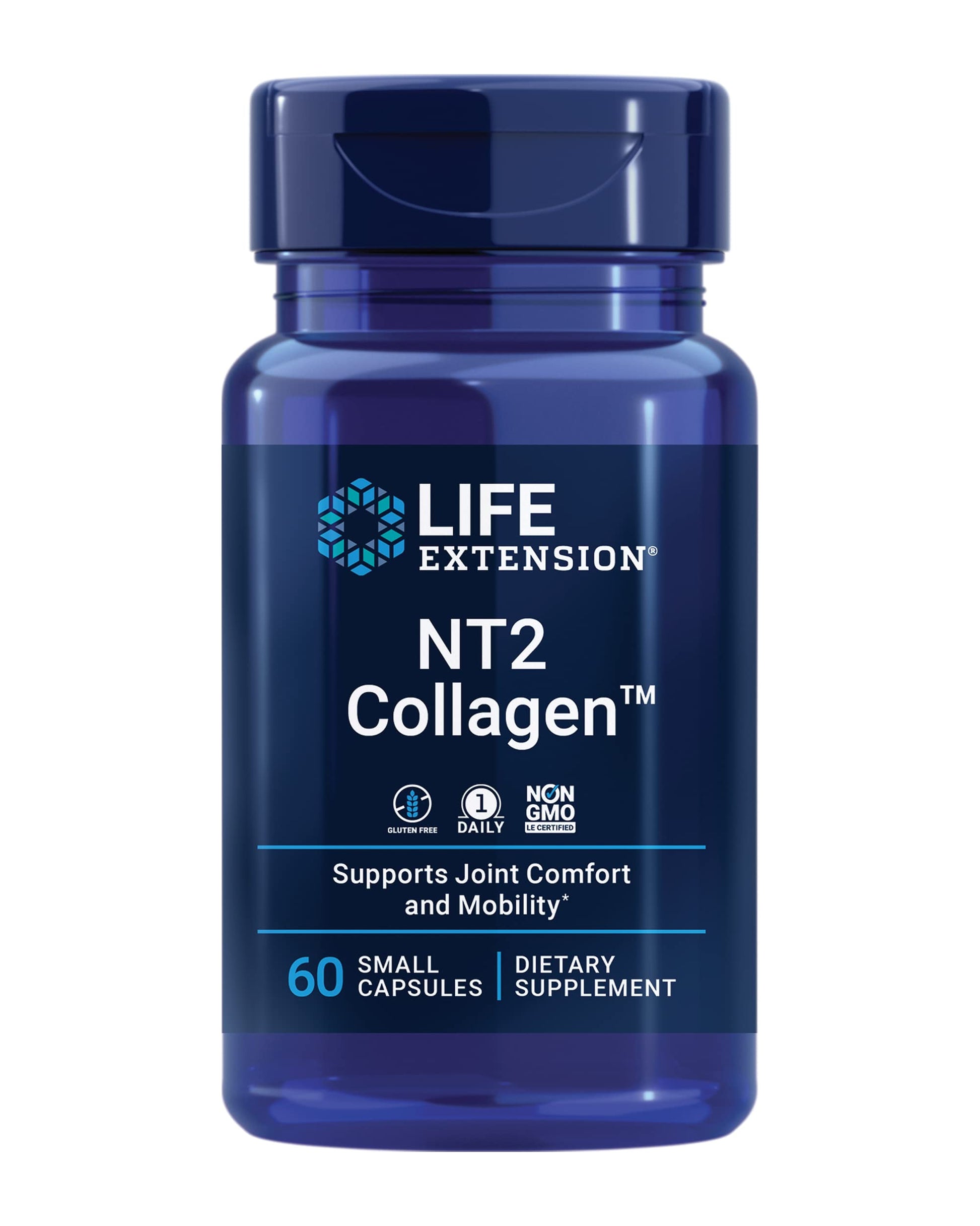 Life Extension NT2 Collagen™, Joint Health Supplement for Joint Comfort & Mobility, Gluten-Free, Non-GMO, 1 Daily, 60 Small Capsules Life Extension Au supplements