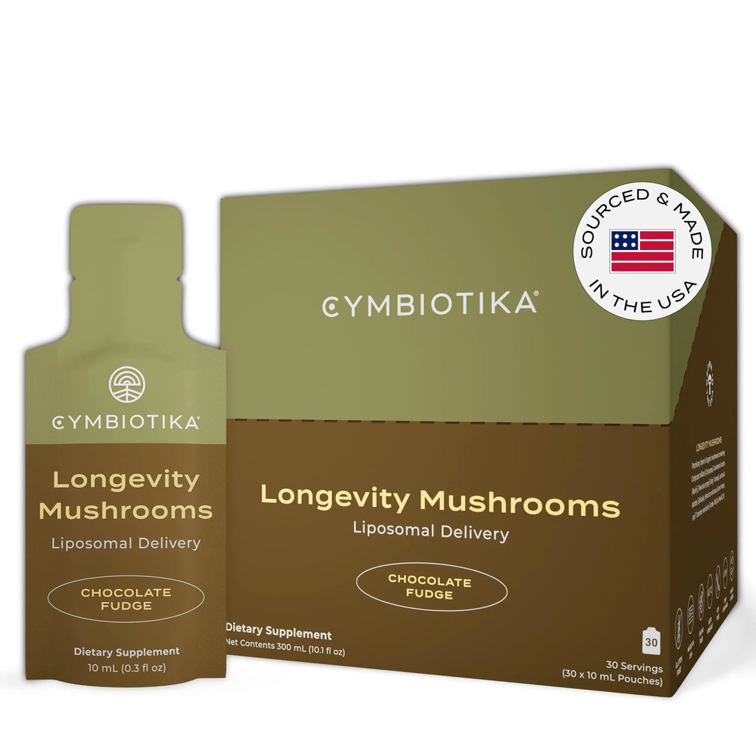 CYMBIOTIKA Liposomal Mushroom Supplement with Lion's Mane, Turkey Tail, B-Vitamins, Cordyceps & Reishi Mushrooms, Supplements for Immune Support and Energy, Chocolate Fudge Flavor, 30 Pack CYMBIOTIKA Au supplements