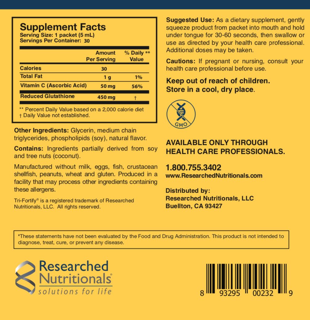 Researched Nutritionals Liposomal Glutathione (450mg) + Colostrum & Mushrooms Supplement for Immune Support - Enhanced Immunity Duo - Tri-Fortify Orange + Transfer Factor Multi-Immune (2 Piece Set) Researched Nutritionals Au supplements