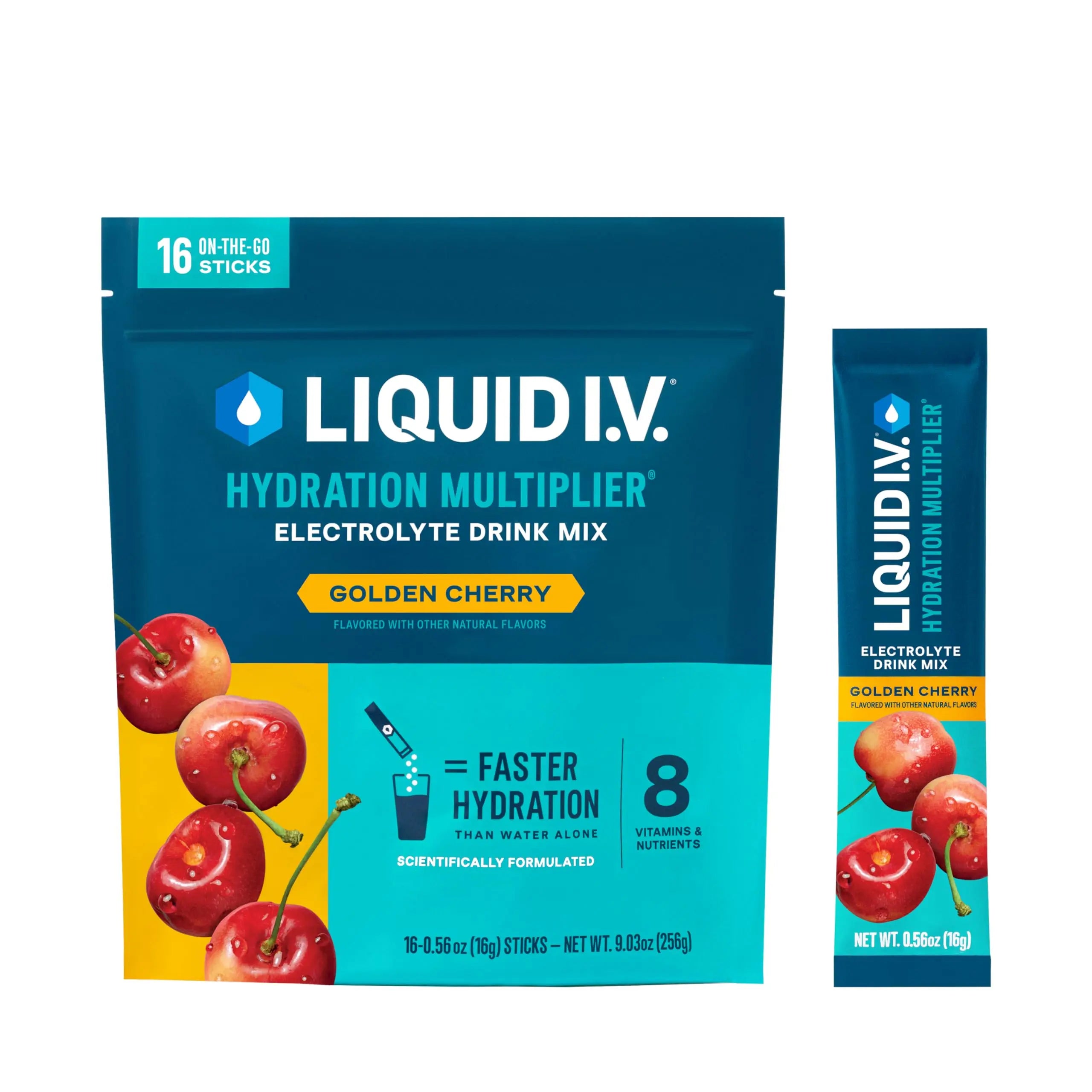 Liquid I.V.® Hydration Multiplier - Golden Cherry | Electrolyte Powder Drink Mix | 1 Pack (16 Servings) Liquid I.V. Au supplements