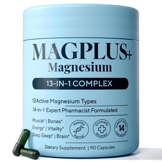 Magnesium Glycinate Complex Supplement, 900mg – 13-in-1 Magnesium L-Threonate, Citrate, Taurate & Malate for Women & Men – Liposomal Chelated Formula – Sleep, Muscle & Brain Support – 90 Capsules Plus+UltraAu supplements