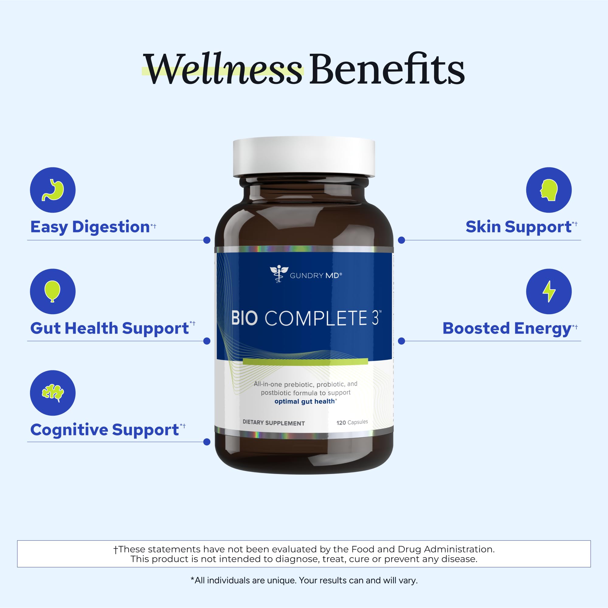 Gundry MD® Bio Complete 3, 3-in-1 Probiotics for Gut Health, Probiotic Supplements for Digestion, Supplement Supporting Bloating, Gas, Food Cravings, Energy Levels, Skin, and Focus, 30 Day Supply Gundry MD Au supplements
