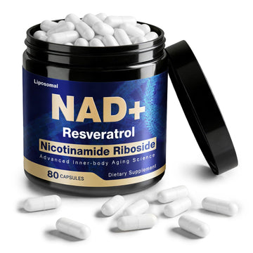 NLMUBR LUCKSIT NAD Supplement - NAD Nicotinamide Riboside Resveratrol 900mg, NAD Supplements for Women & Man, Liposomal NAD+ for Anti Aging & Cell Regenerator, 80 Capsules NLMUBR LUCKSIT Au supplements