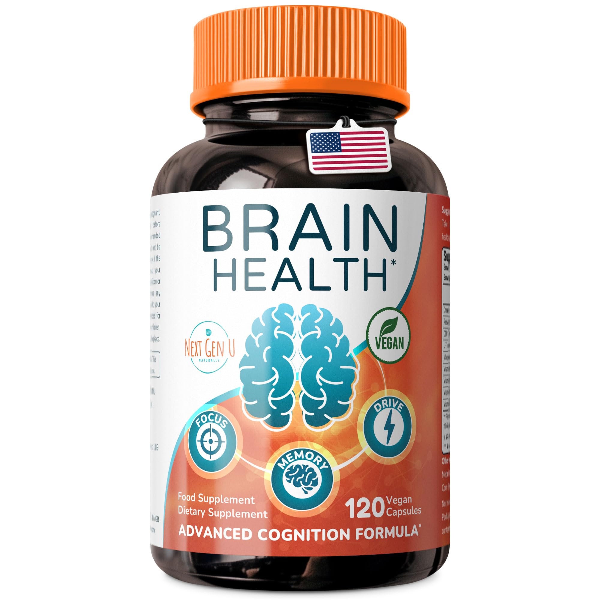 Brain Supplement - 120 Vegan Capsules - Dietary Nootropic May Help Memory, Cognitive Function & Focus - Formulation with Amino Acids, Polyphenols & B Vitamins - for Women, Men & Seniors - by NextGenU NGU Next Gen U Au supplements