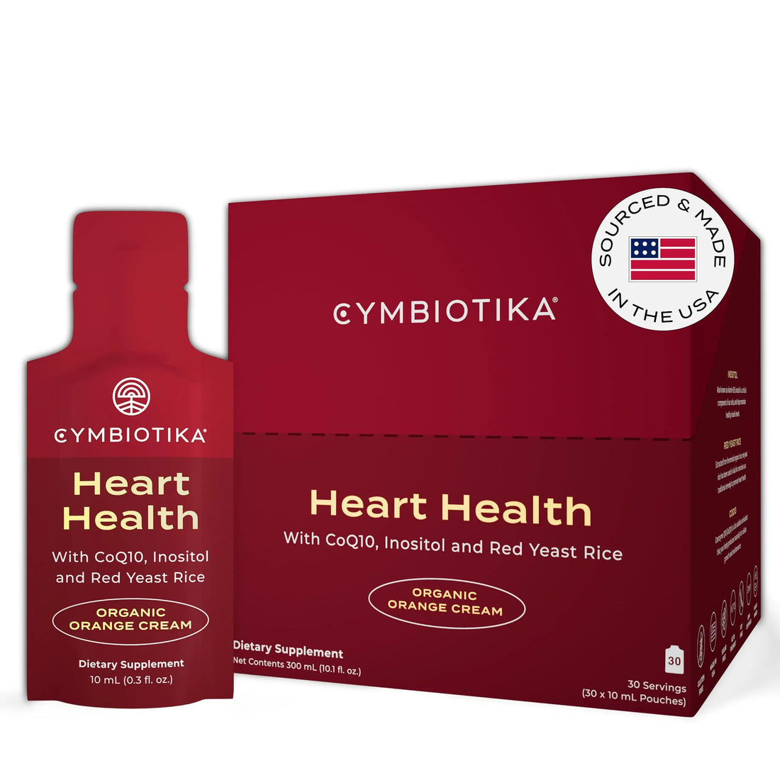 CYMBIOTIKA Heart Health Supplement with CoQ10, Red Yeast Rice & Inositol, Gluten Free Supplements to Support Circulation & Aging, Organic Orange Cream Flavor, 30 Pack CYMBIOTIKA Au supplements