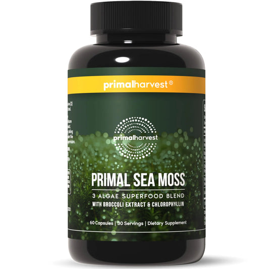 Primal Harvest Sea Moss Capsules with Bladderwack and Irish Sea Moss, Chlorella, Broccoli Seed Extract Plant-Based Supplements for Adults Primal HarvestAU supplements