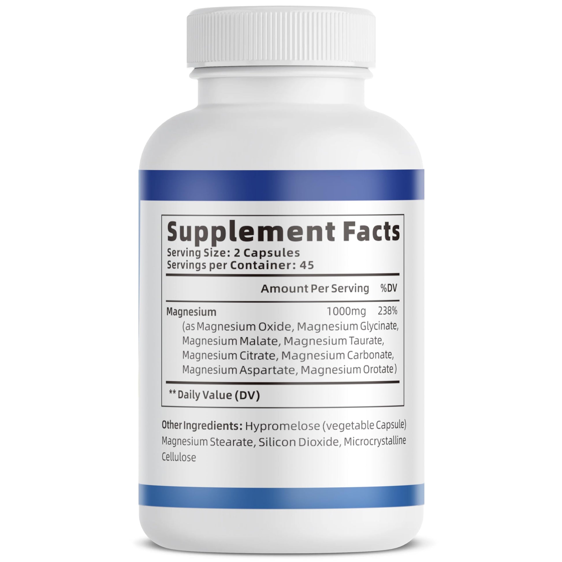 1000mg Magnesium Complex for Women & Men*, 8 Elemental with Magnesium Glycinate, Citrate, Malate, Taurate, Oxide, Carbonate, Aspartate, Orotate for Bones, Muscle, Recovery, Energy, Vegan, 90 Capsules VivoNu Au supplements