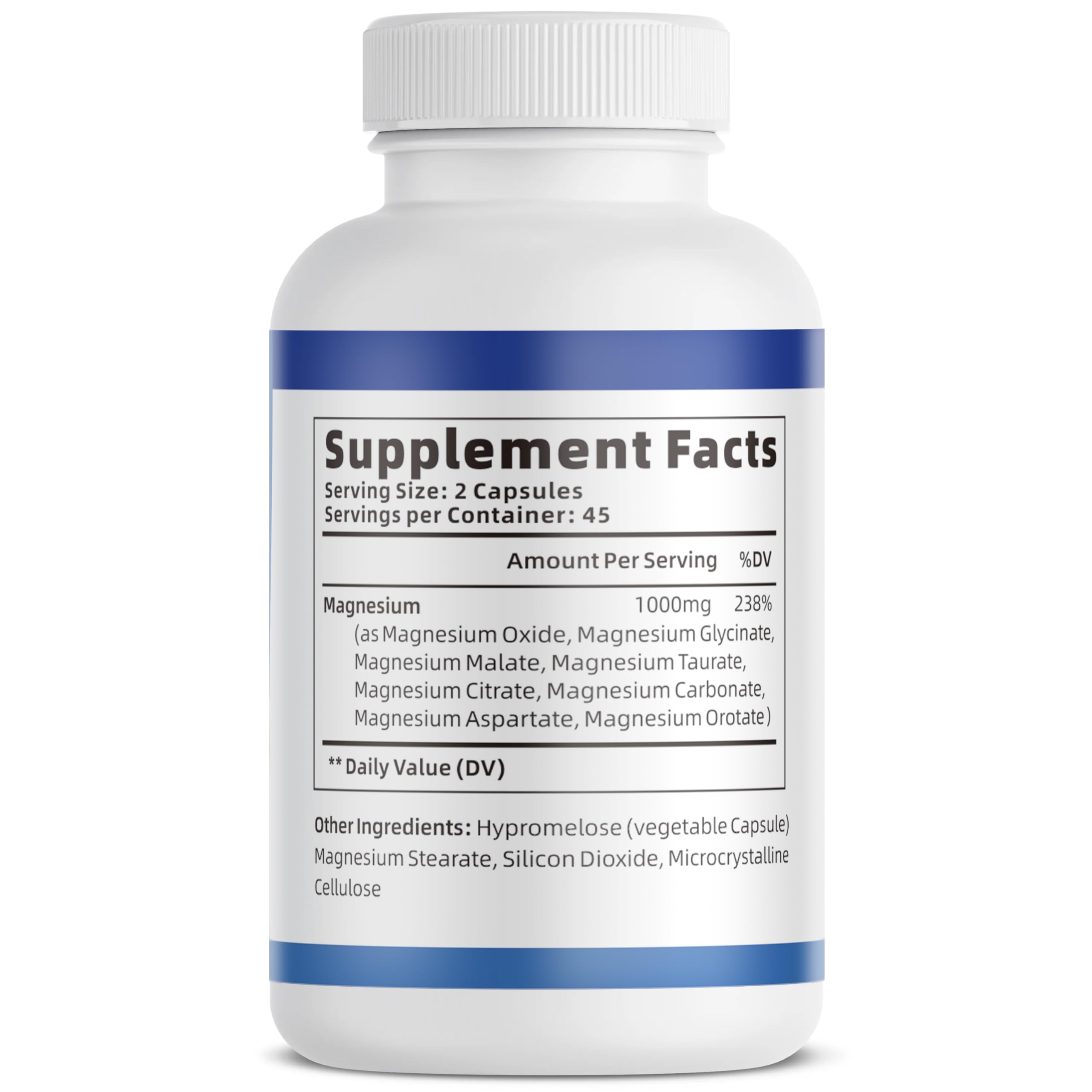 1000mg Magnesium Complex for Women & Men*, 8 Elemental with Magnesium Glycinate, Citrate, Malate, Taurate, Oxide, Carbonate, Aspartate, Orotate for Bones, Muscle, Recovery, Energy, Vegan, 90 Capsules VivoNu Au supplements
