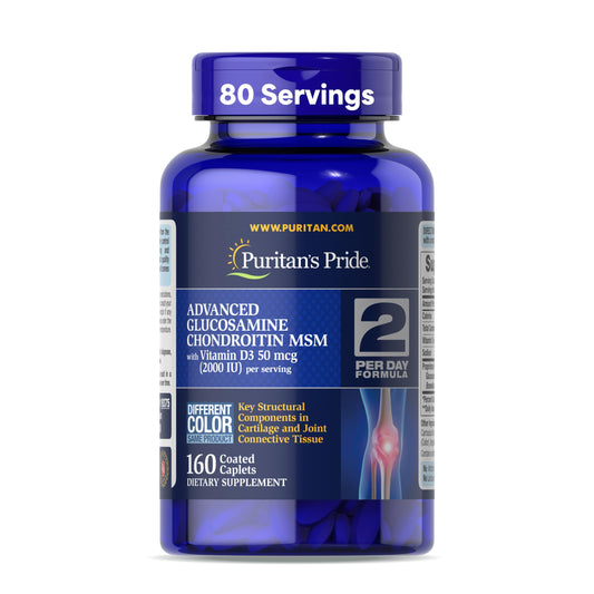 Puritan's Pride Advanced Glucosamine Chondroitin MSM with Vitamin D3 50mcg (2000 IU), Dietary Supplement for Joint Health Puritan's PrideUS supplements