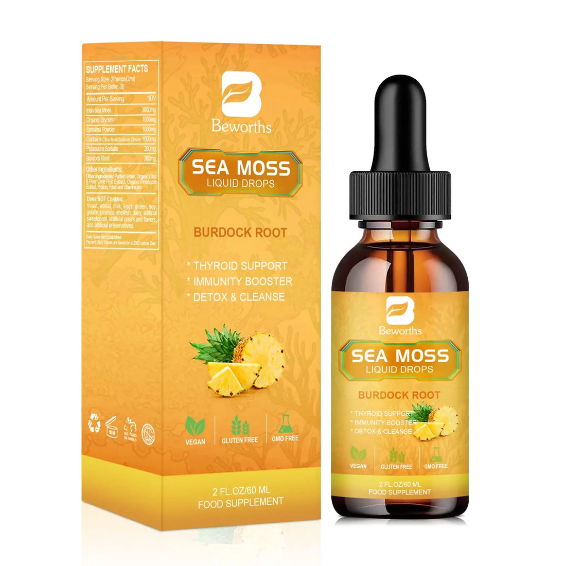 B BEWORTHS Sea Moss Liquid Drops - Organic Irish Sea Moss Gel with Burdock Root B BEWORTHS uk supplements