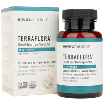 Terraflora Deep Immune Synbiotic- SBO Probiotic and Prebiotic, Immune Support, Gut Health, Soil Based Spore Pre and Probiotics for Women and Men, LC-Plasma, Bacillus Coagulans, Subtilis, 60 Capsules Enviromedica Au supplements