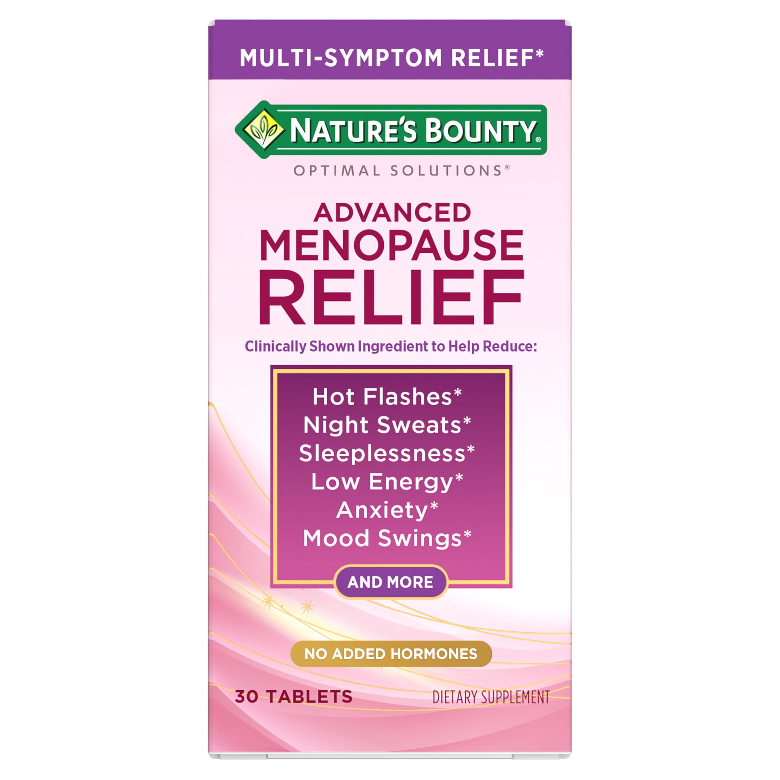 Nature’s Bounty Optimal Solutions Advanced Menopause Relief, Menopause Supplement for Women featuring Siberian Rhubarb, Hotflash Relief, No added Hormones, Drug-Free, 30 Tablets, 30 Total Servings Nature's BountyBuy Supplements Australia