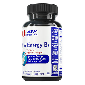 Quantum Nutrition Labs Max Energy Bs - Vitamin B Complex, Methylated B Complex Vitamins with Vitamin B1, B6, B12, Thiamin, Folate and Biotin