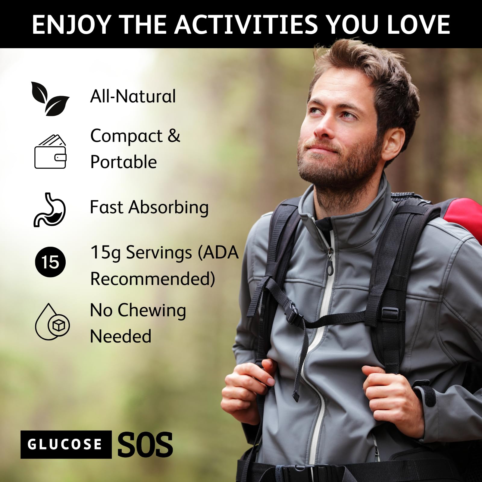 Glucose SOS Glucose Powder Packets with Natural Dextrose, Fast-Absorption That Instantly Dissolves in Your Mouth with No Water Needed, Sweet & Tangy 12 Servings Glucose SOS Au supplements