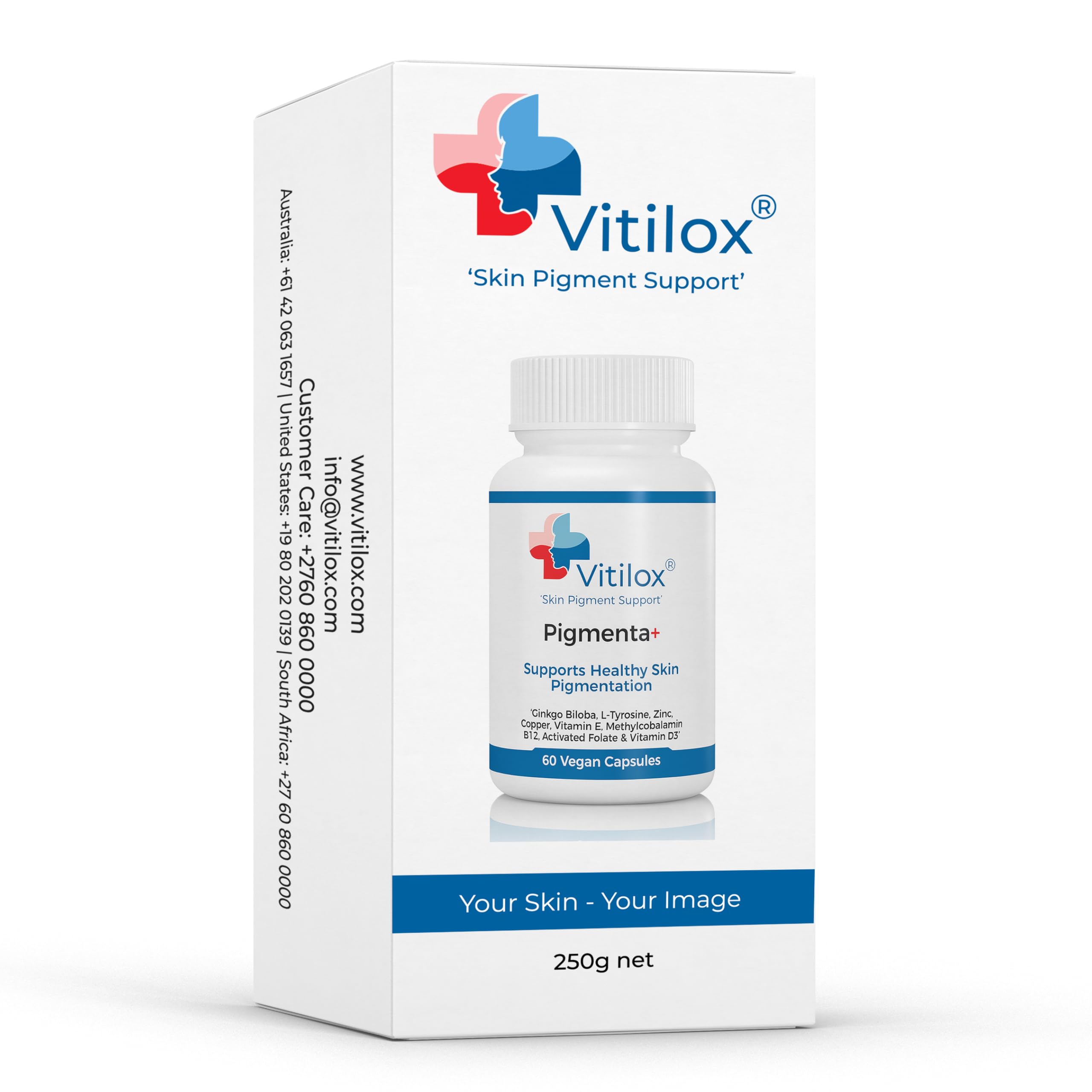 Vitilox Pigmenta+ Advanced, Skin Tone Support Supplement – 60 Tablets | 2 Months | Natural Vitiligo Skin Pigmentation Support | Reduce White Body Spots Vitilox Au supplements