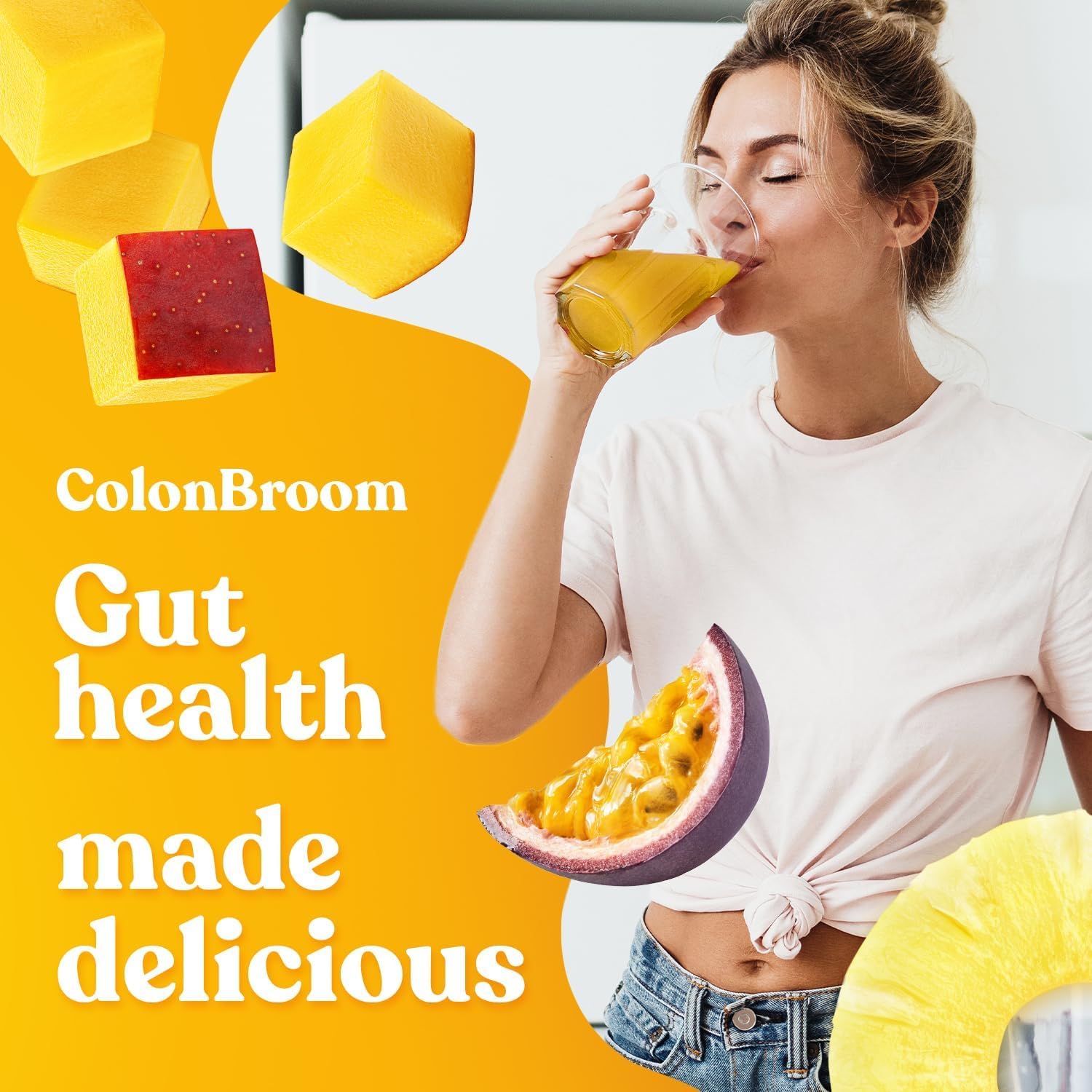 ColonBroom Psyllium Husk Powder with Stevia (Tropical Fruits) - Colon Cleanse for Bloating Relief & Gut Health - Colon Broom Fiber Powder Drink - Vegan Fiber Powder Stevia Supplement, 100 Servings ColonBroom Au supplements