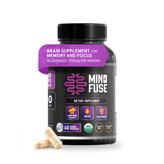 Nootropic Memory Booster Supplement for Adults - Lion’s Mane Capsules with Omega-3, Ashwagandha & L-Theanine for Focus & Memory - Gluten-Free 60 Capsules Mind FuseAu supplements